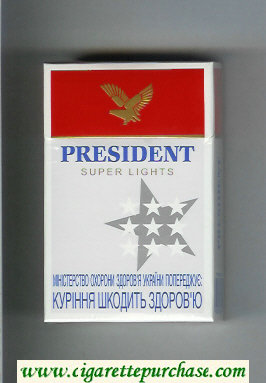 President Super Lights Fine American Blend cigarettes hard box