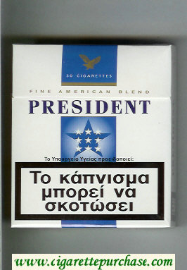 President 30 white and blue cigarettes hard box