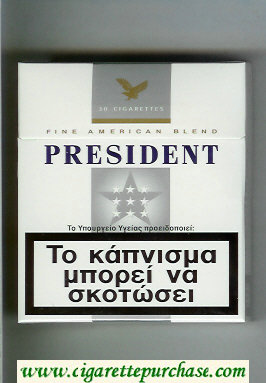 President 30 white and grey cigarettes hard box