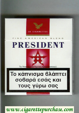 President 30 white and red cigarettes hard box