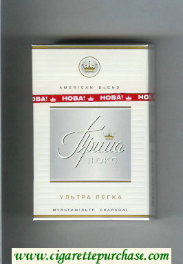 Prima Lyuks American Blend Multifiltr Ultra Legka white and grey cigarettes hard box