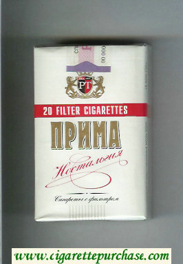 Prima Nostalgiya white and red cigarettes soft box