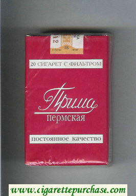 Prima Permskaya Postoyannoe Kachestvo red and white cigarettes soft box