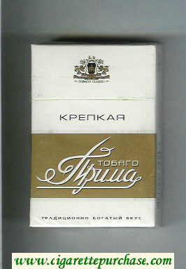 Prima Tobago Krepkaya Traditsionno Bogatij Vkus white and gold cigarettes hard box