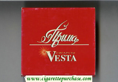 Prima Vesta red cigarettes wide flat hard box