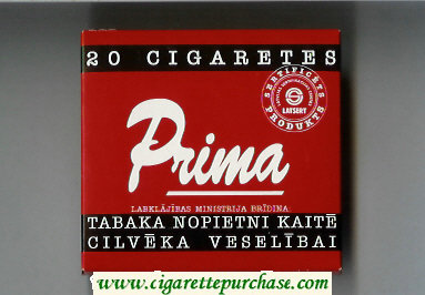 Prima red cigarettes wide flat hard box