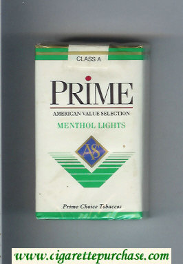 Prime Menthol Lights cigarettes soft box