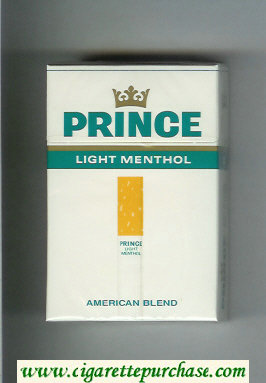 Prince Light Menthol American Blend cigarettes hard box