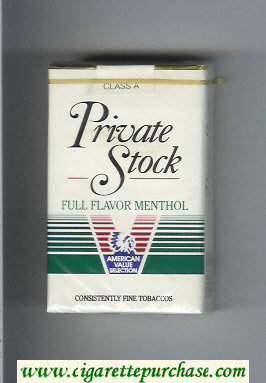 Private Stock Full Flavor Menthol cigarettes soft box