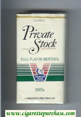 Private Stock Full Flavor Menthol 100s cigarettes soft box