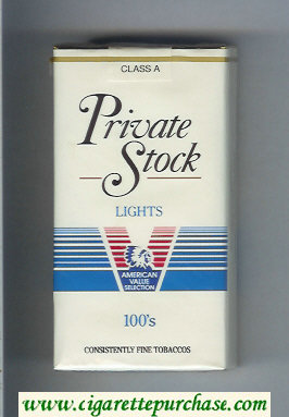 Private Stock Lights 100s cigarettes soft box