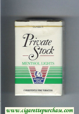 Private Stock Menthol Lights cigarettes soft box