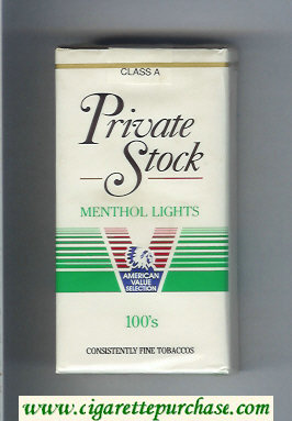 Private Stock Menthol Lights 100s cigarettes soft box