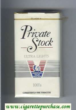 Private Stock Ultra Lights 100s cigarettes soft box