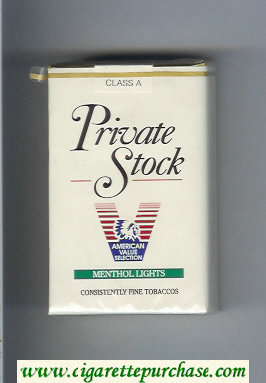 Private Stock Menthol Lights cigarettes soft box