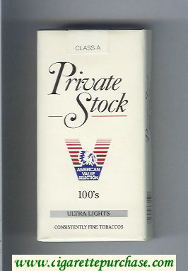 Private Stock Ultra Lights 100s cigarettes soft box