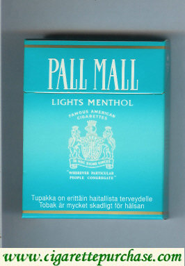 Discount Pall Mall Famous American Cigarettes Lights Menthol light green 25s cigarettes hard box