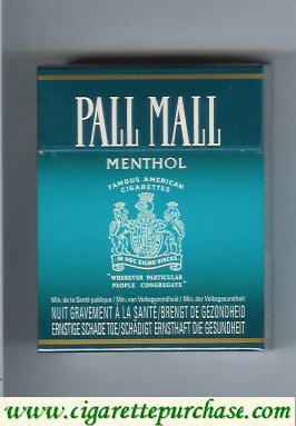Discount Pall Mall Famous American Cigarettes Menthol 25s cigarettes hard box