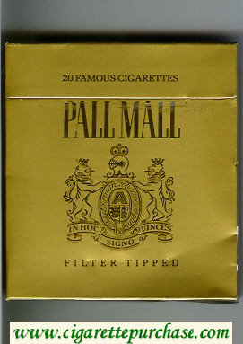 Discount Pall Mall Famous Cigarettes Filter Tipped gold 100s cigarettes wide flat hard box