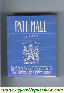 Discount Pall Mall Famous Cigarettes Lights blue 25s cigarettes hard box