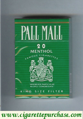 Discount Pall Mall Famous Cigarettes Menthol 20 cigarettes hard box