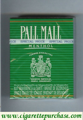 Discount Pall Mall Famous Cigarettes Menthol 25s cigarettes hard box