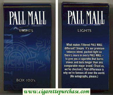 Discount Pall Mall Lights Box 100s cigarettes hard box