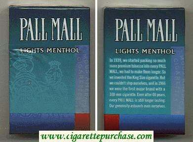 Discount Pall Mall Lights Menthol cigarettes hard box