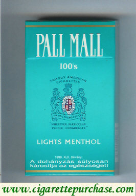 Discount Pall Mall Lights Menthol light green 100s cigarettes hard box