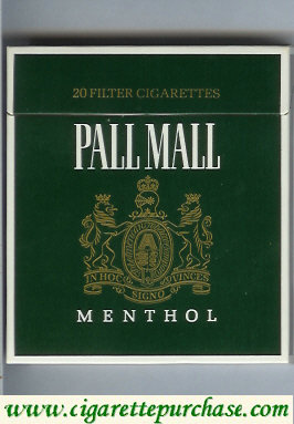 Discount Pall Mall Menthol Filter Cigarettes green 100s cigarettes wide flat hard box