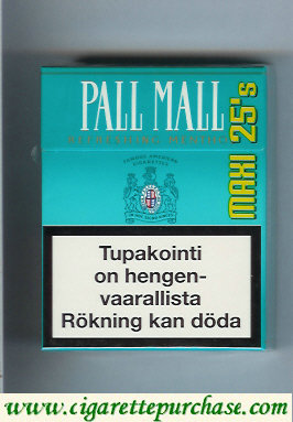 Discount Pall Mall Refreshing Menthol Lights 25s cigarettes hard box