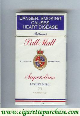 Discount Pall Mall Rothmans Superslims Luxury Mild 20 cigarettes 100s hard box