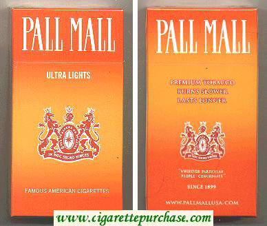 Discount Pall Mall Ultra Lights orange 100s cigarettes hard box