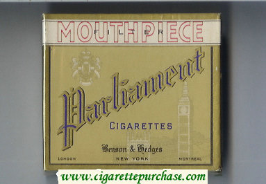 Discount Parliament Benson and Hedges Mouthpiece Filter cigarettes wide flat hard box