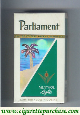 Discount Parliament Menthol Lights hologram with a palm 100s cigarettes hard box