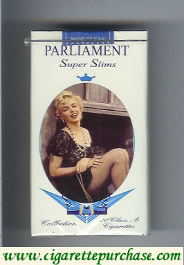 Discount Parliament Super Slims 100s design with Marlin Monro soft box cigarettes