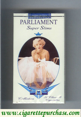 Discount Parliament Super Slims 100s soft box design with Marlin Monro cigarettes