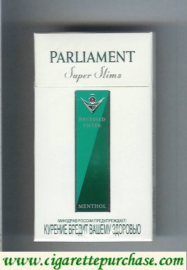 Discount Parliament Super Slims Menthol 100s cigarettes hard box
