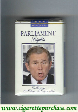 Discount Parliament design with George Bush Lights soft box cigarettes