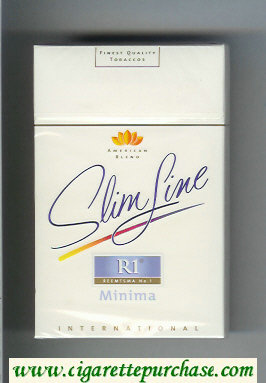 R1 Reemtsma No 1 Slim Line Minima International American Blend flat 100s cigarettes hard box