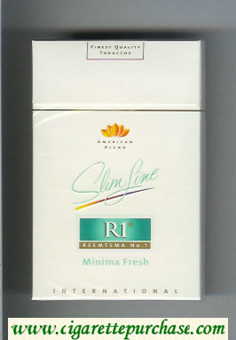 R1 Reemtsma No 1 Slim Line Minima Fresh International American Blend flat 100s cigarettes hard box