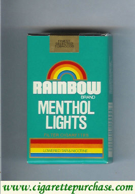 Rainbow Brand Menthol Lights cigarettes soft box