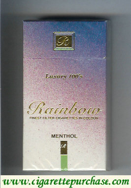 Rainbow Menthol Luxury 100s cigarettes hard box