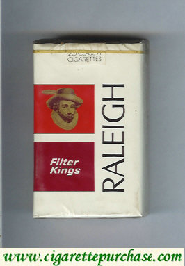 Raleigh Filter Kings cigarettes white and red and brown soft box