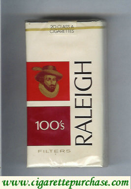 Raleigh 100s Filters cigarettes white and red and brown soft box