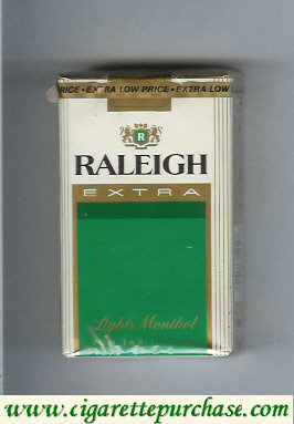 Raleigh Extra Lights Menthol cigarettes soft box