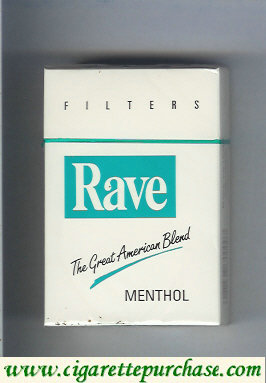 Rave Menthol Filters The Great American Blend cigarettes hard box