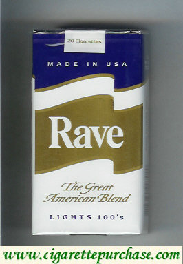 Rave Lights 100s The Great American Blend cigarettes soft box