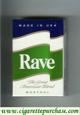 Rave Menthol The Great American Blend cigarettes hard box