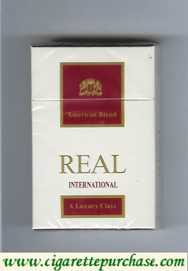 Real International American Blend cigarettes hard box